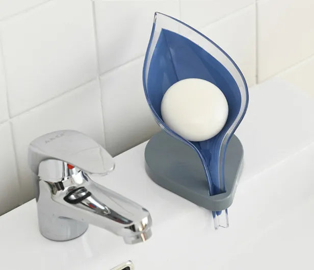 Suction cup sink soap and sponge holder with drain design for organizing kitchen cleaning tools with soap