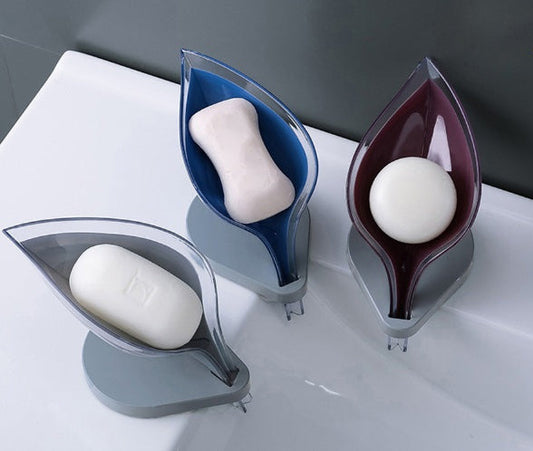 Suction cup sink soap and sponge holder with drain design for organizing kitchen cleaning tools trio