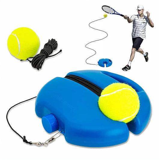 Tennis rebound trainer with weighted base elastic string and ball for solo practice training