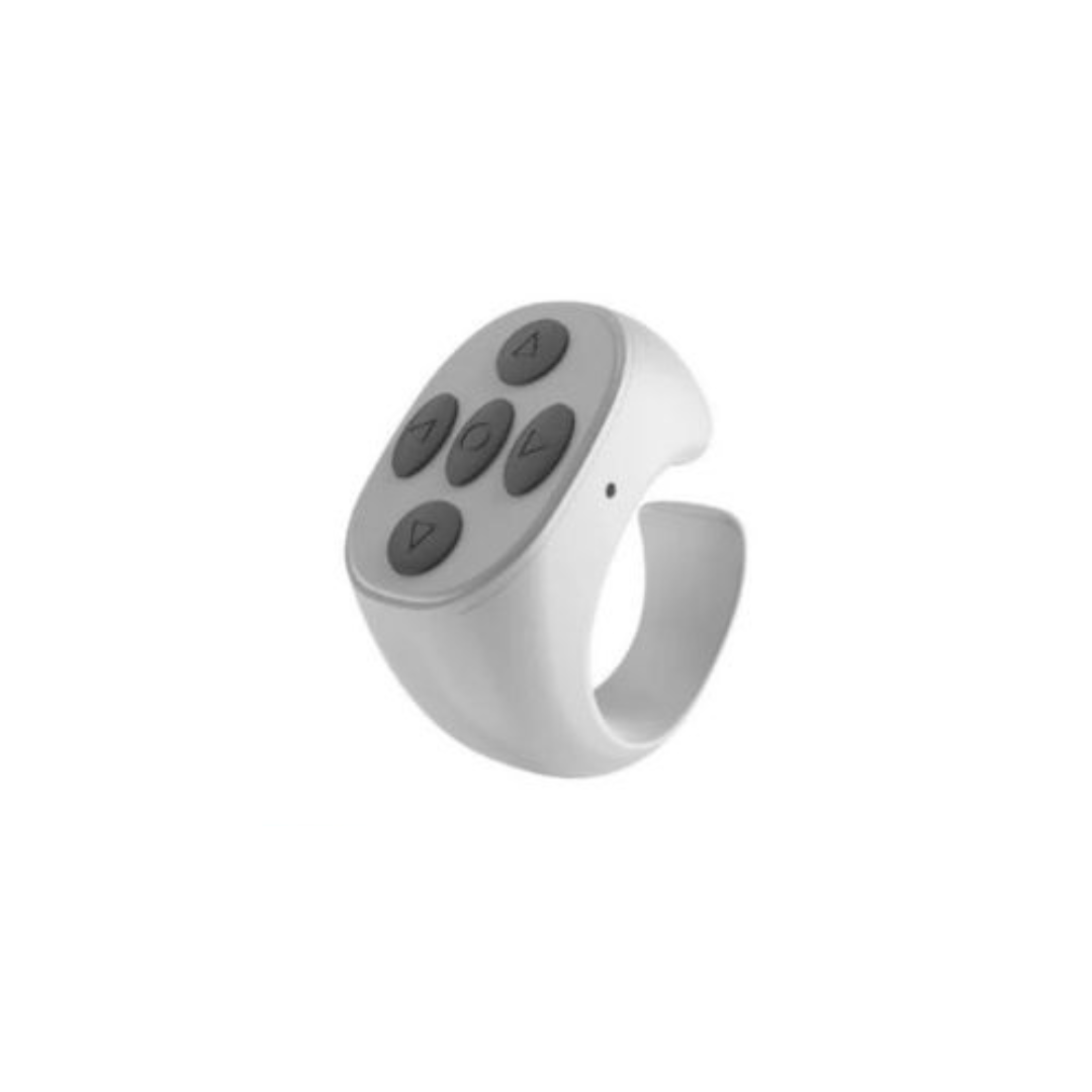 Bluetooth tiktok remote control in white color for hands free scrolling video control and smartphone camera use (Color: White)
