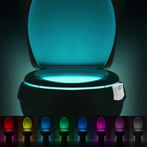 Motion activated toilet night lights 2 pack with 16 color led lighting for bathrooms product shot