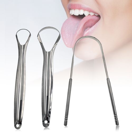Tongue cleaner set with curved metal design for fresher oral hygiene and tongue cleaning care