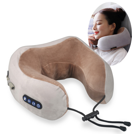 U shaped neck massager pillow with kneading nodes for relaxation and travel comfort product shot