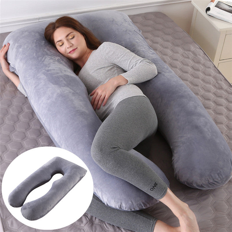 U shaped pregnancy pillow with cooling fabric and full body support for comfortable sleep and relaxation