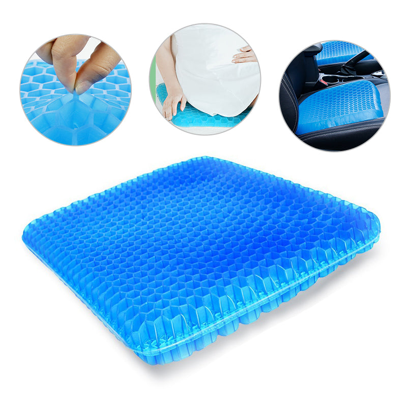 Ultra comfort honeycomb gel seat cushion for pressure relief cooling support for office chair and car seat depiction of features