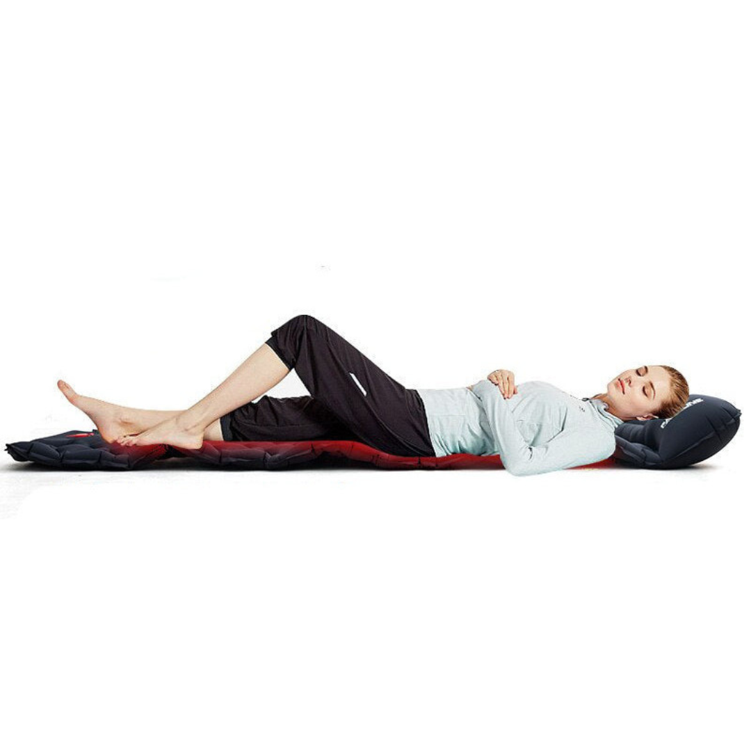 Ultralight inflatable camping mattress with built in foot pump compact portable sleeping pad depiction of ultra comfort