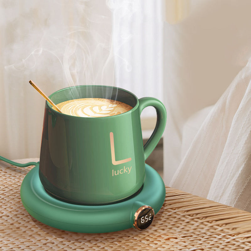 USB coffee mug warmer plate in green color designed to keep beverages like coffee and tea warm on desks and tables (Color: Green)