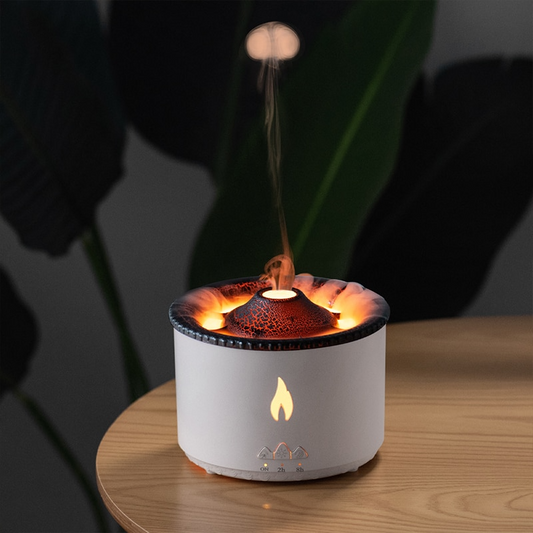 Volcano aroma diffuser with mist effect ambient light and essential oil compatibility product shot
