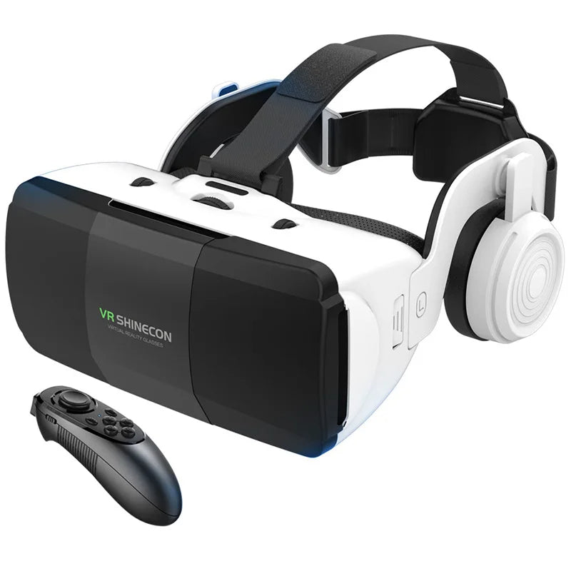 VR headset for smartphones with bluetooth remote controller immersive virtual reality viewer product shot
