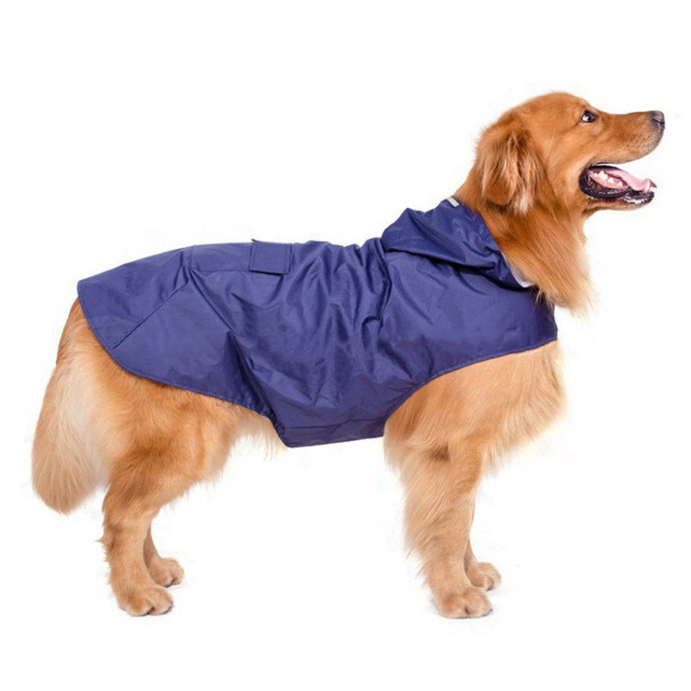 Waterproof dog raincoat in blue color with hood lightweight pet jacket for rainy weather (Color: Blue)