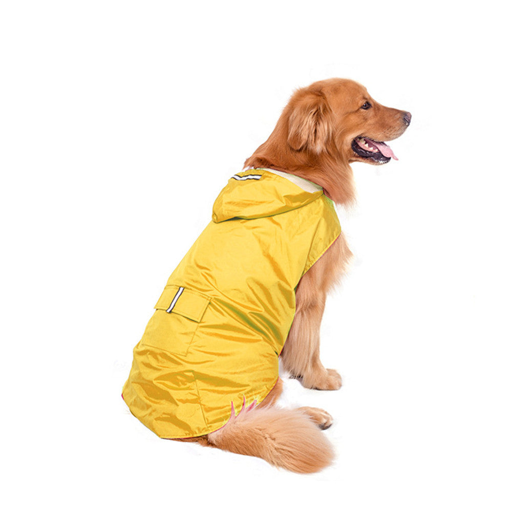 Waterproof dog raincoat in yellow color with hood lightweight pet jacket for rainy weather (Color: Yellow)