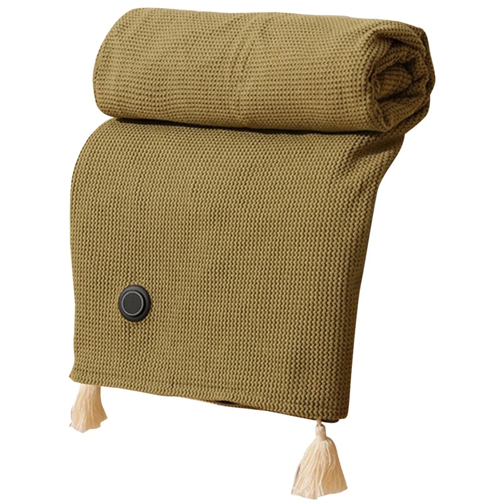 Wearable heated blanket in brown color with usb power and multiple heat settings for warmth and comfort (Color: Brown)