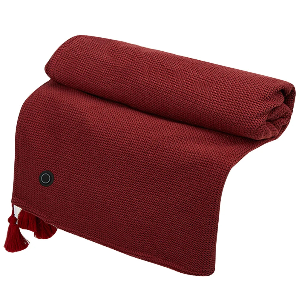 Wearable heated blanket in red color with usb power and multiple heat settings for warmth and comfort (Color: Red)