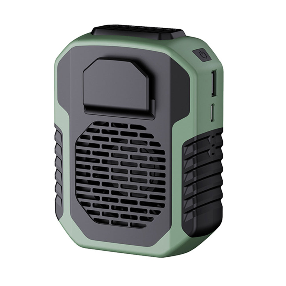 Wearable and portable cooling fan in green color with rechargeable battery adjustable speeds and hands free design (Color: Green)