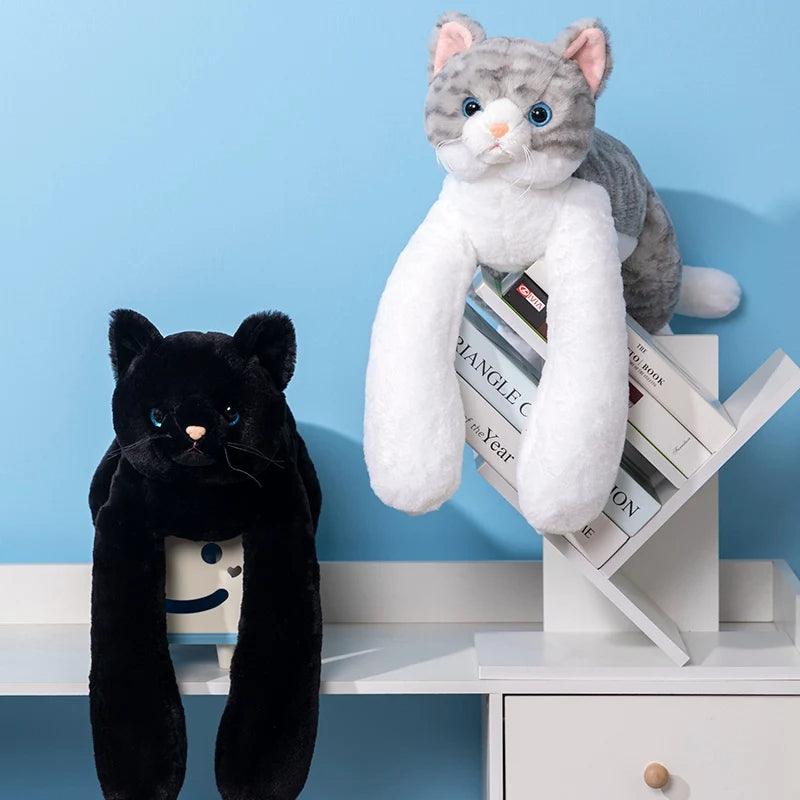 Weighted cat plush toy designed for calming comfort and cozy hugging alternate duo