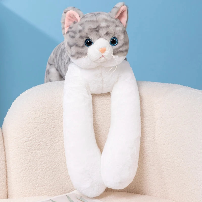 Weighted cat plush toy in dark gray color designed for calming comfort and cozy hugging (Color: Dark Gray)