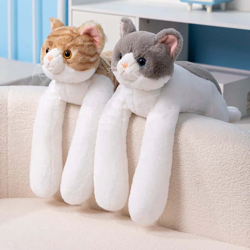 Weighted cat plush toy designed for calming comfort and cozy hugging duo