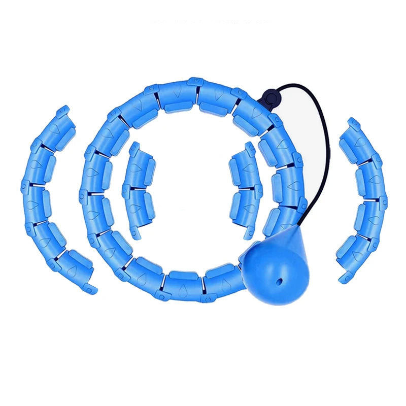 Weighted hula hoop adjustable fitness hoop in blue color and in large size for core workout and weight loss (Color: Blue) (Size: L)