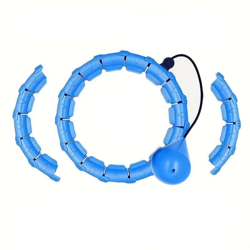 Weighted hula hoop adjustable fitness hoop in blue color and in medium size for core workout and weight loss (Color: Blue) (Size: M)