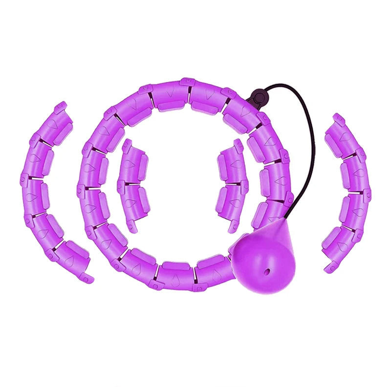 Weighted hula hoop adjustable fitness hoop in purple color and in large size for core workout and weight loss (Color: Purple) (Size: L)