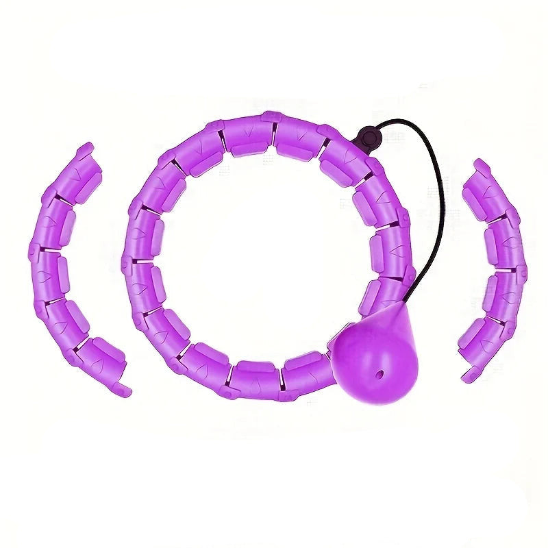 Weighted hula hoop adjustable fitness hoop in purple color and in medium size for core workout and weight loss (Color: Purple) (Size: M)