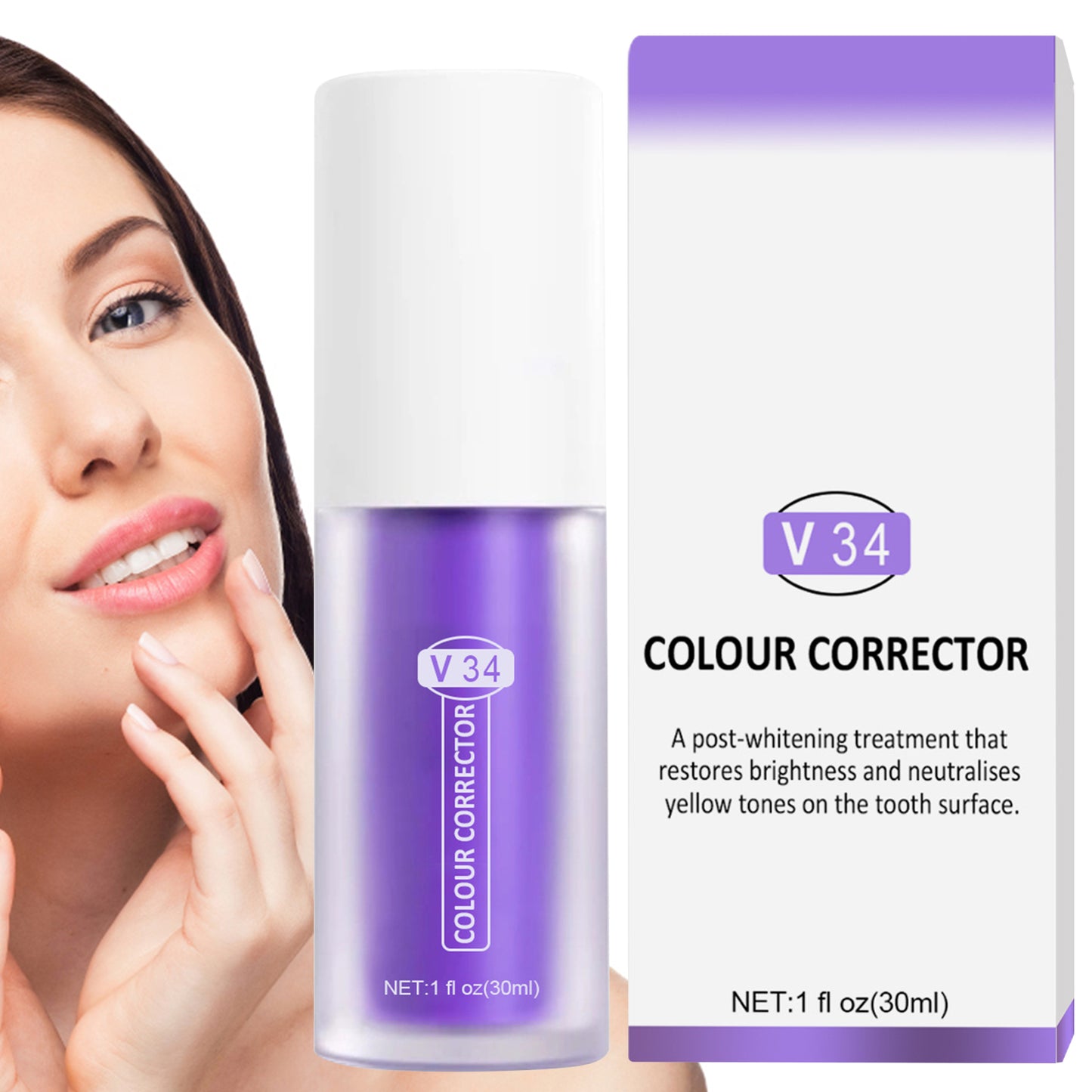 Whitening toothpaste 2 pack with color correcting formula and stain removal support for brighter teeth