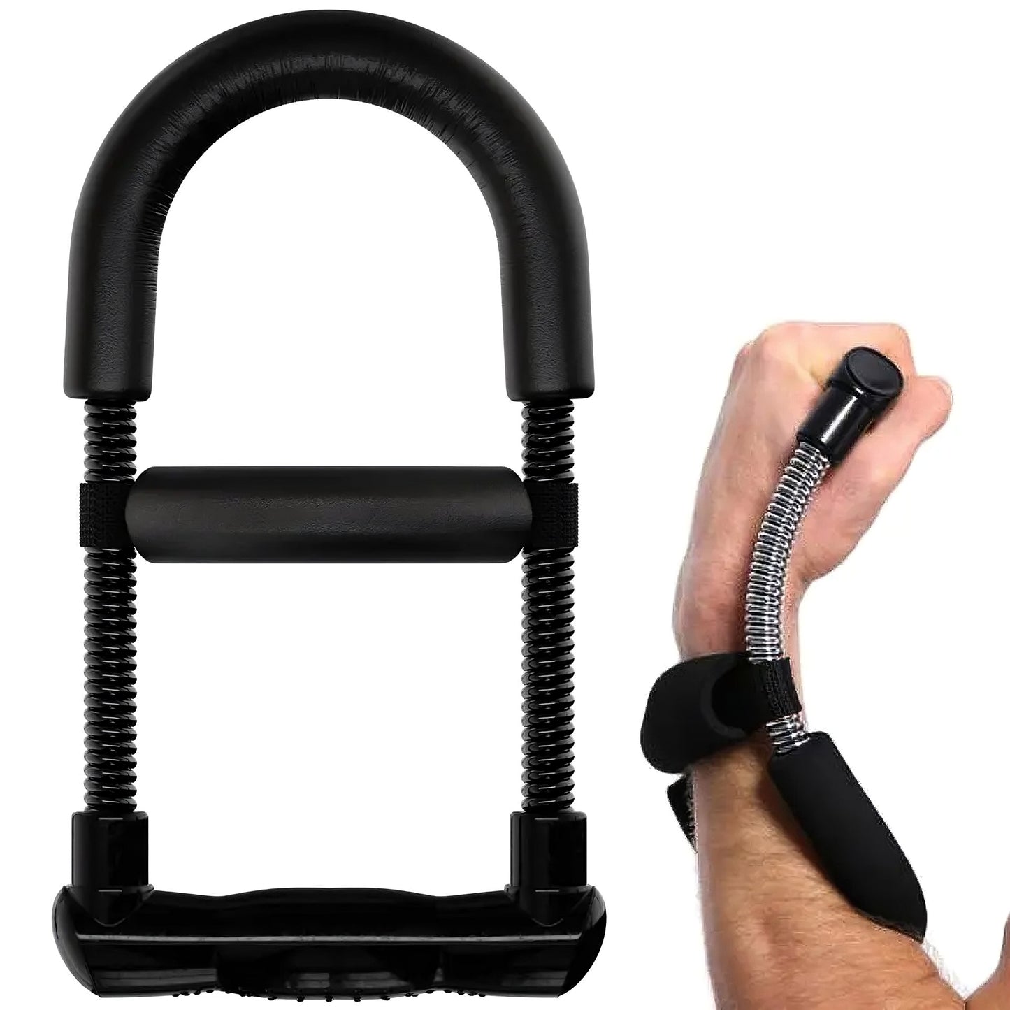 Wrist and forearm trainer for grip strength workouts and resistance exercise training