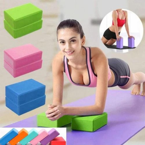 High density yoga block set 2 pack with non slip surface for balance stretching and flexibility model shot